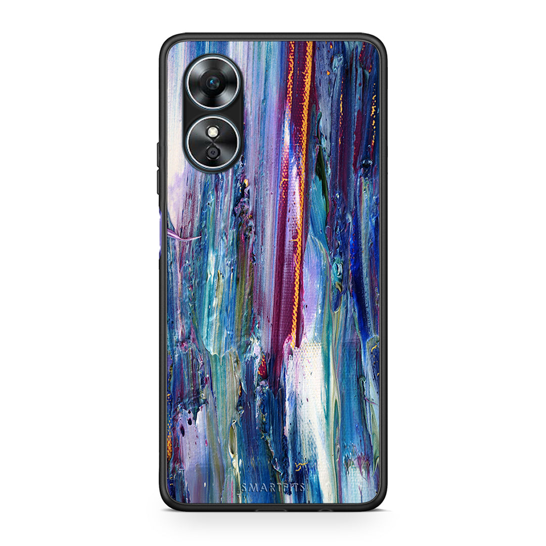 Θήκη Oppo A17 Paint Winter από τη Smartfits με σχέδιο στο πίσω μέρος και μαύρο περίβλημα | Oppo A17 Paint Winter Case with Colorful Back and Black Bezels