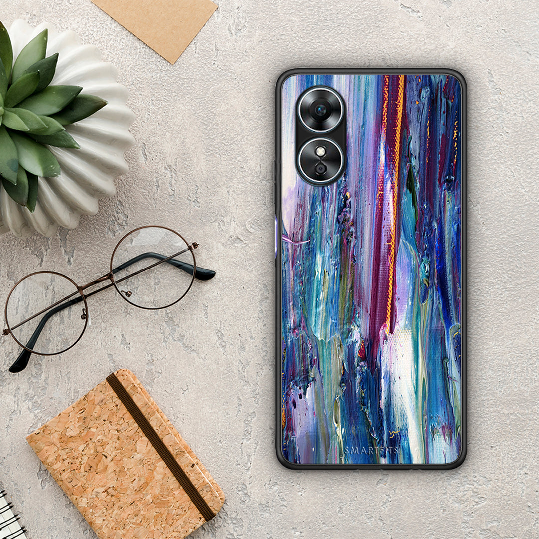 Θήκη Oppo A17 Paint Winter από τη Smartfits με σχέδιο στο πίσω μέρος και μαύρο περίβλημα | Oppo A17 Paint Winter Case with Colorful Back and Black Bezels