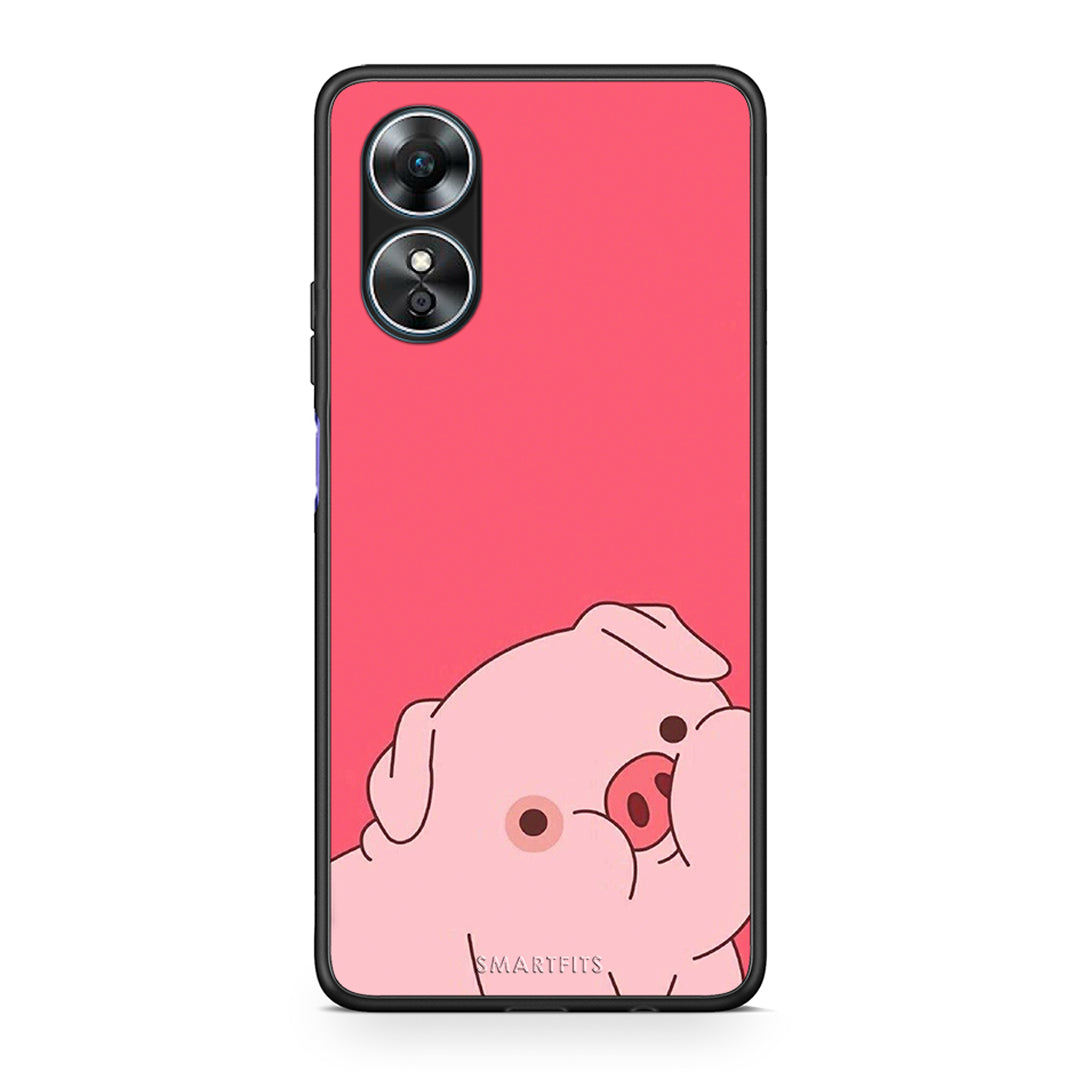 Θήκη Oppo A17 Pig Love 1 από τη Smartfits με σχέδιο στο πίσω μέρος και μαύρο περίβλημα | Oppo A17 Pig Love 1 Case with Colorful Back and Black Bezels