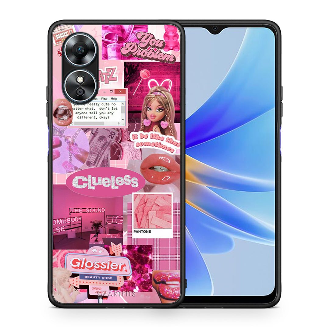 Θήκη Oppo A17 Pink Love από τη Smartfits με σχέδιο στο πίσω μέρος και μαύρο περίβλημα | Oppo A17 Pink Love Case with Colorful Back and Black Bezels