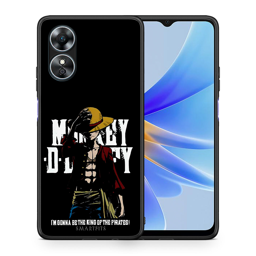 Θήκη Oppo A17 Pirate King από τη Smartfits με σχέδιο στο πίσω μέρος και μαύρο περίβλημα | Oppo A17 Pirate King Case with Colorful Back and Black Bezels