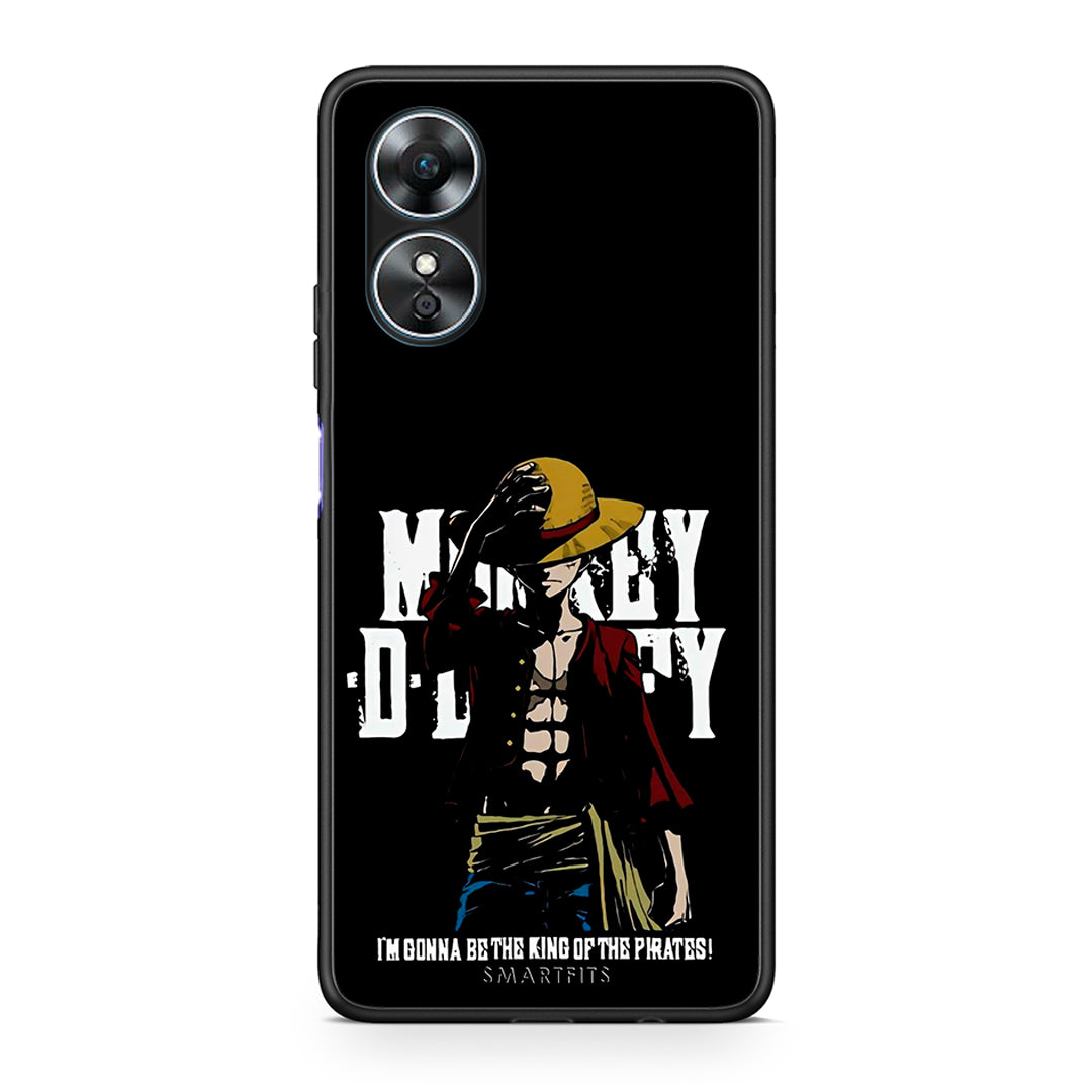 Θήκη Oppo A17 Pirate King από τη Smartfits με σχέδιο στο πίσω μέρος και μαύρο περίβλημα | Oppo A17 Pirate King Case with Colorful Back and Black Bezels