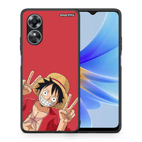 Thumbnail for Θήκη Oppo A17 Pirate Luffy από τη Smartfits με σχέδιο στο πίσω μέρος και μαύρο περίβλημα | Oppo A17 Pirate Luffy Case with Colorful Back and Black Bezels