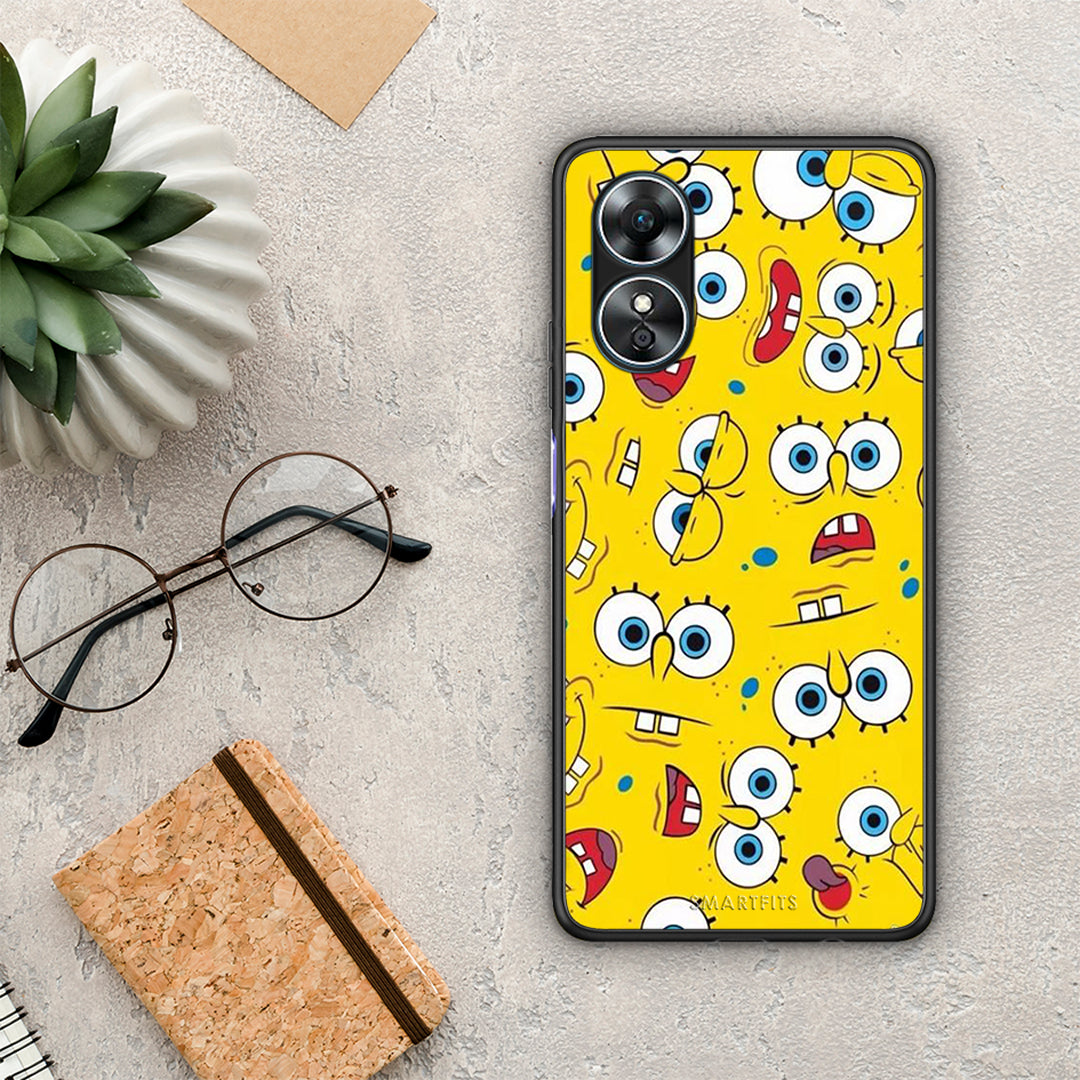 Θήκη Oppo A17 PopArt Sponge από τη Smartfits με σχέδιο στο πίσω μέρος και μαύρο περίβλημα | Oppo A17 PopArt Sponge Case with Colorful Back and Black Bezels