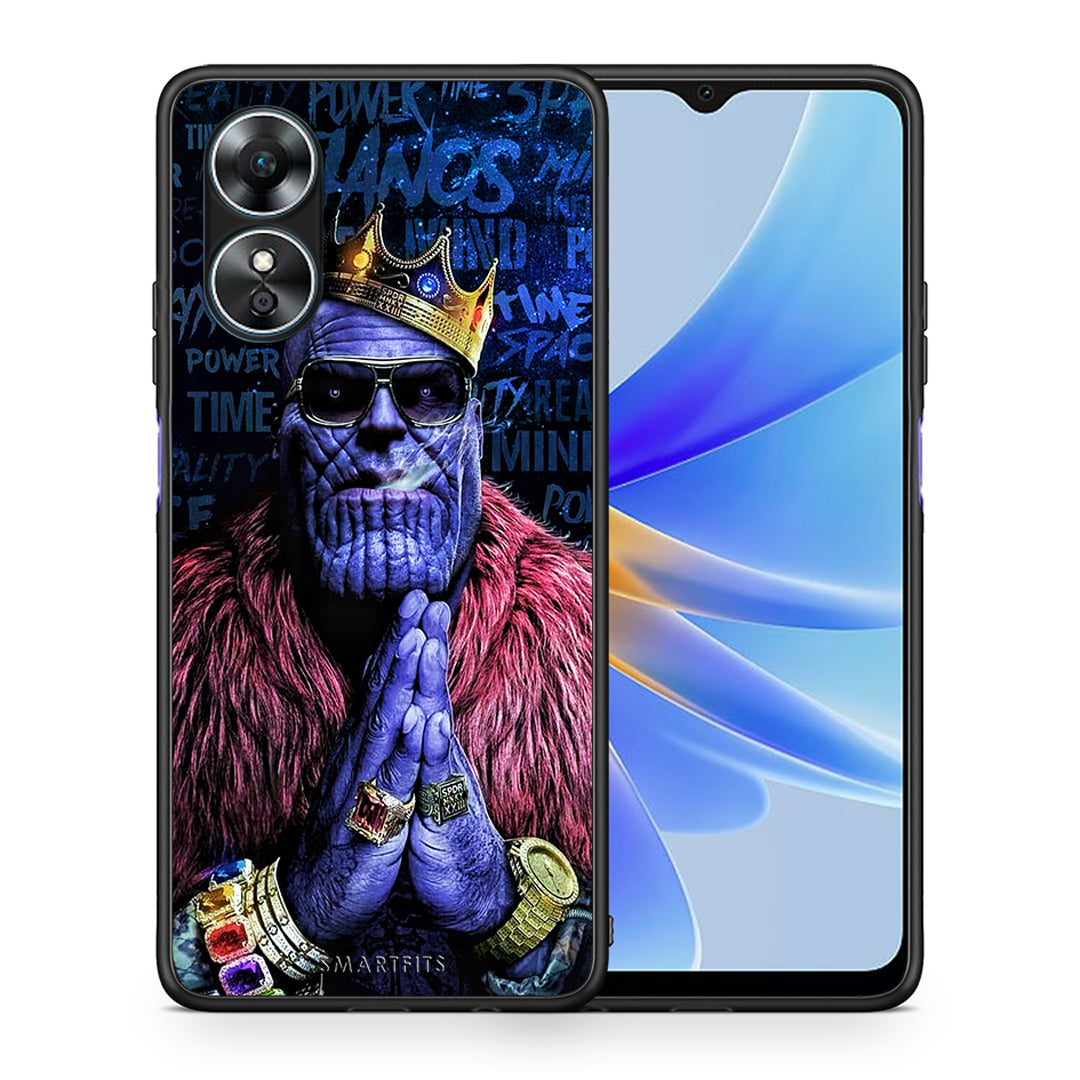 Θήκη Oppo A17 PopArt Thanos από τη Smartfits με σχέδιο στο πίσω μέρος και μαύρο περίβλημα | Oppo A17 PopArt Thanos Case with Colorful Back and Black Bezels