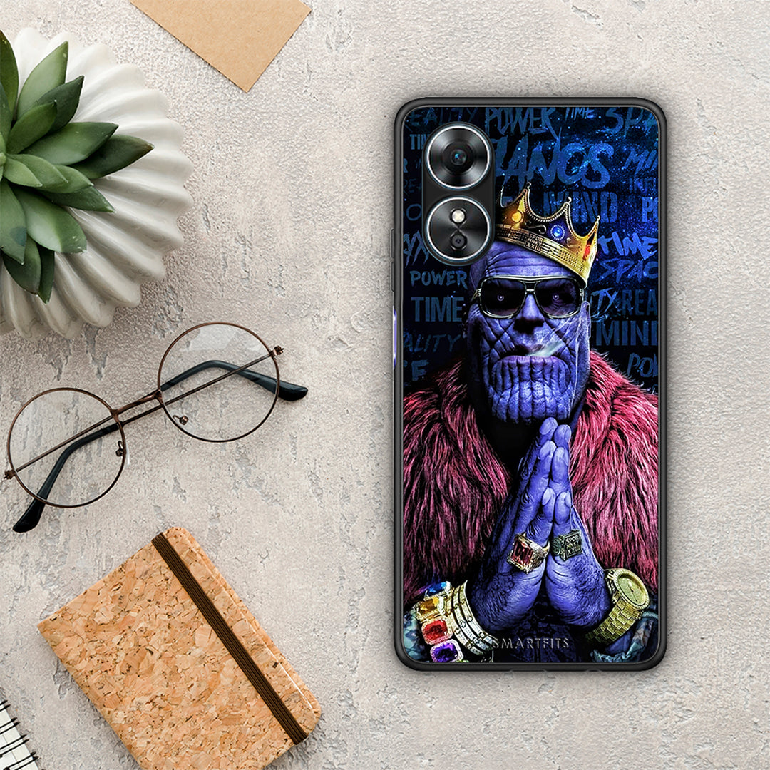 Θήκη Oppo A17 PopArt Thanos από τη Smartfits με σχέδιο στο πίσω μέρος και μαύρο περίβλημα | Oppo A17 PopArt Thanos Case with Colorful Back and Black Bezels