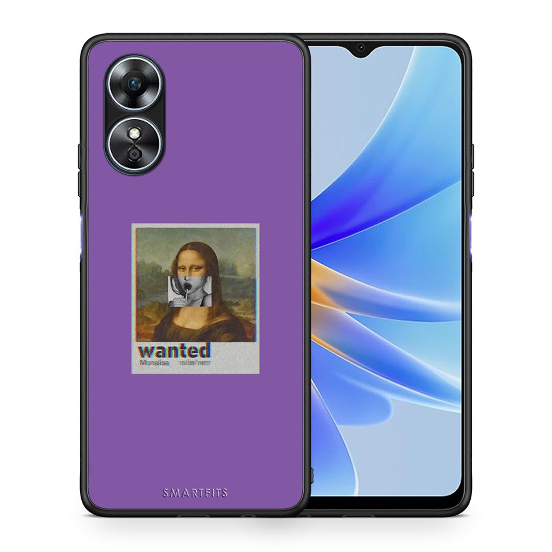 Θήκη Oppo A17 Popart Monalisa από τη Smartfits με σχέδιο στο πίσω μέρος και μαύρο περίβλημα | Oppo A17 Popart Monalisa Case with Colorful Back and Black Bezels