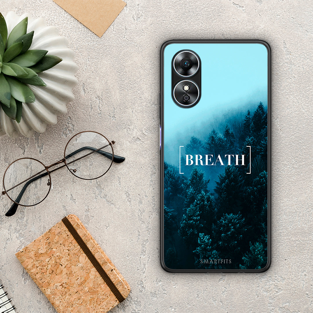 Θήκη Oppo A17 Quote Breath από τη Smartfits με σχέδιο στο πίσω μέρος και μαύρο περίβλημα | Oppo A17 Quote Breath Case with Colorful Back and Black Bezels