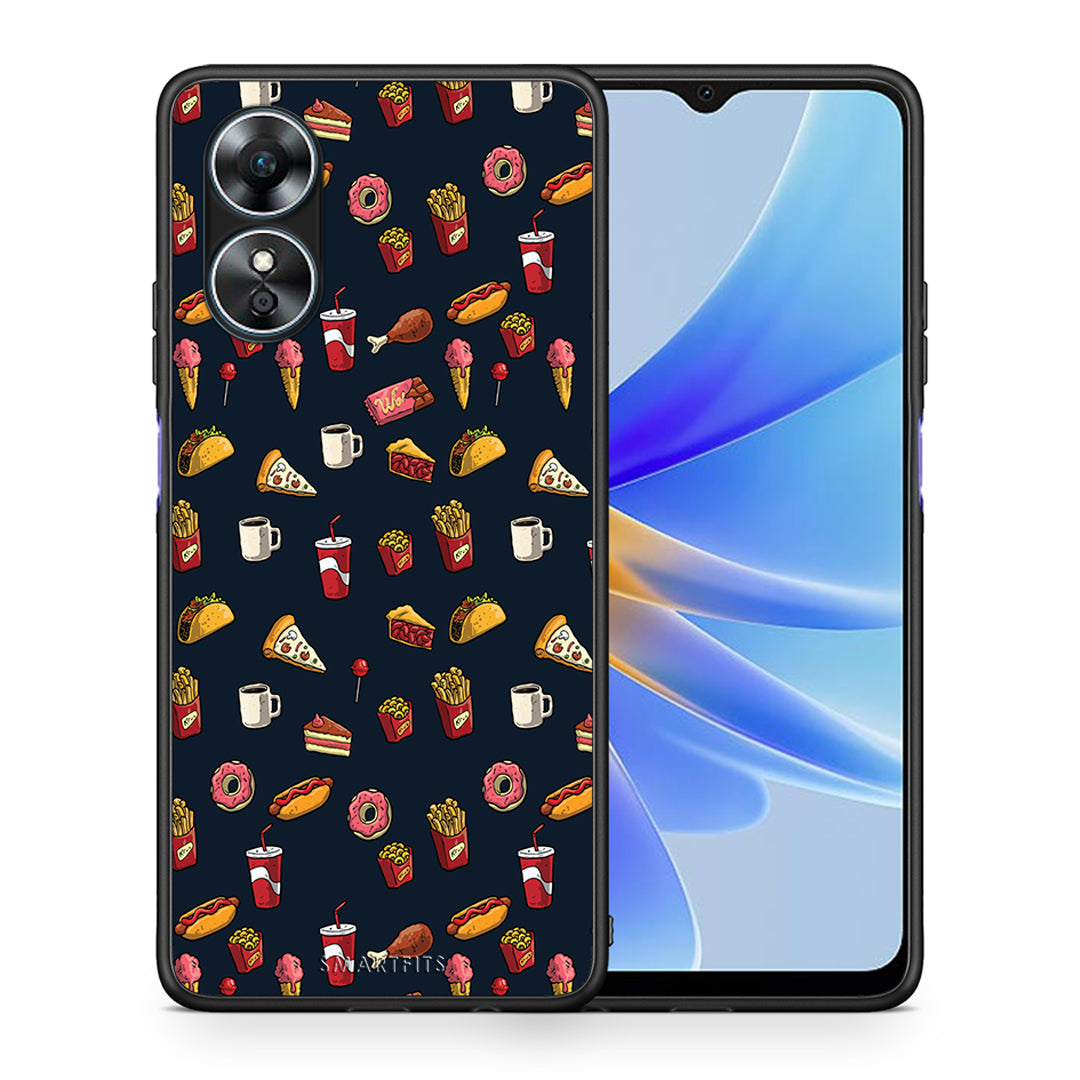 Θήκη Oppo A17 Random Hungry από τη Smartfits με σχέδιο στο πίσω μέρος και μαύρο περίβλημα | Oppo A17 Random Hungry Case with Colorful Back and Black Bezels