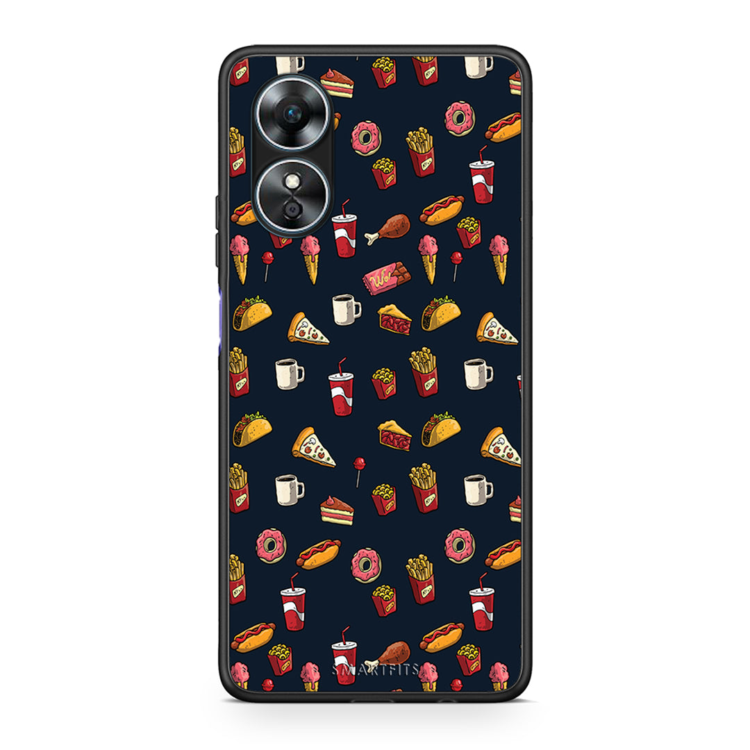 Θήκη Oppo A17 Random Hungry από τη Smartfits με σχέδιο στο πίσω μέρος και μαύρο περίβλημα | Oppo A17 Random Hungry Case with Colorful Back and Black Bezels