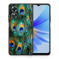 Thumbnail for Θήκη Oppo A17 Real Peacock Feathers από τη Smartfits με σχέδιο στο πίσω μέρος και μαύρο περίβλημα | Oppo A17 Real Peacock Feathers Case with Colorful Back and Black Bezels