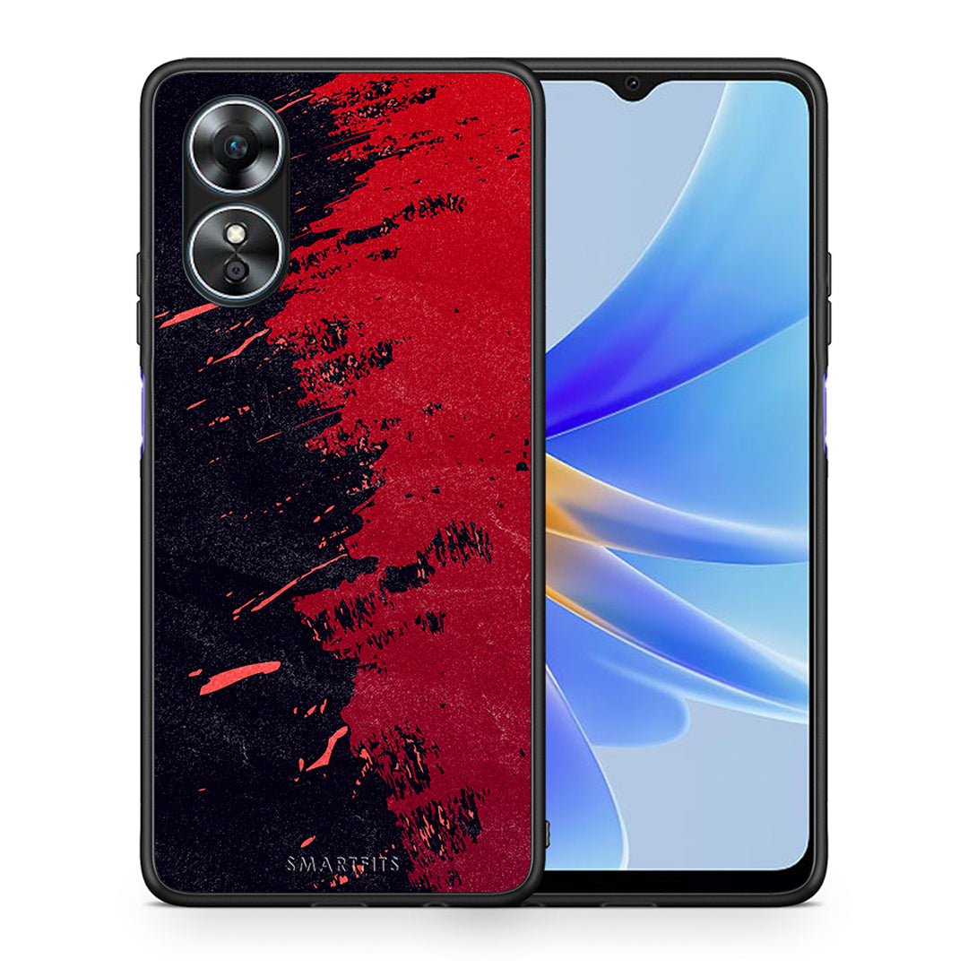 Θήκη Oppo A17 Red Paint από τη Smartfits με σχέδιο στο πίσω μέρος και μαύρο περίβλημα | Oppo A17 Red Paint Case with Colorful Back and Black Bezels