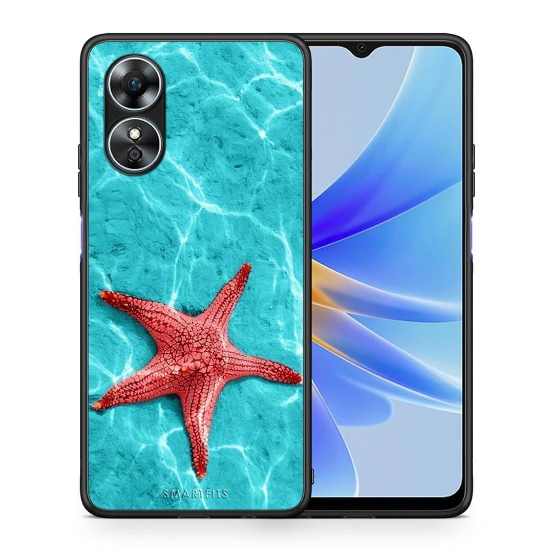 Θήκη Oppo A17 Red Starfish από τη Smartfits με σχέδιο στο πίσω μέρος και μαύρο περίβλημα | Oppo A17 Red Starfish Case with Colorful Back and Black Bezels