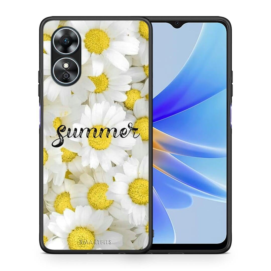 Θήκη Oppo A17 Summer Daisies από τη Smartfits με σχέδιο στο πίσω μέρος και μαύρο περίβλημα | Oppo A17 Summer Daisies Case with Colorful Back and Black Bezels