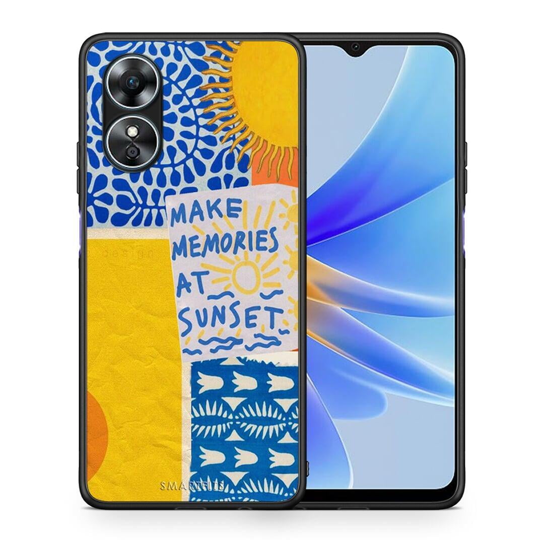 Θήκη Oppo A17 Sunset Memories από τη Smartfits με σχέδιο στο πίσω μέρος και μαύρο περίβλημα | Oppo A17 Sunset Memories Case with Colorful Back and Black Bezels