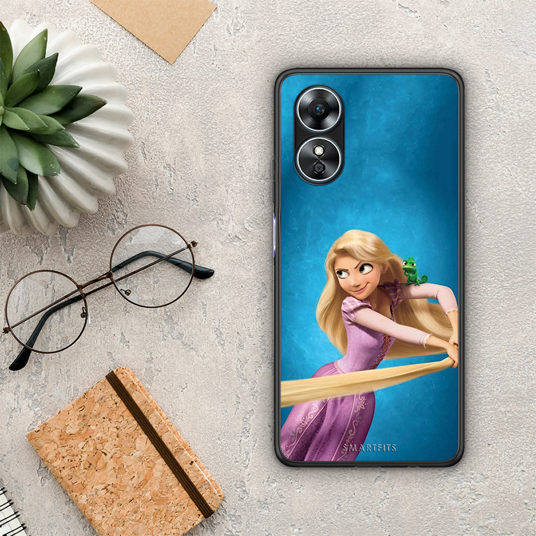 Θήκη Oppo A17 Tangled 2 από τη Smartfits με σχέδιο στο πίσω μέρος και μαύρο περίβλημα | Oppo A17 Tangled 2 Case with Colorful Back and Black Bezels