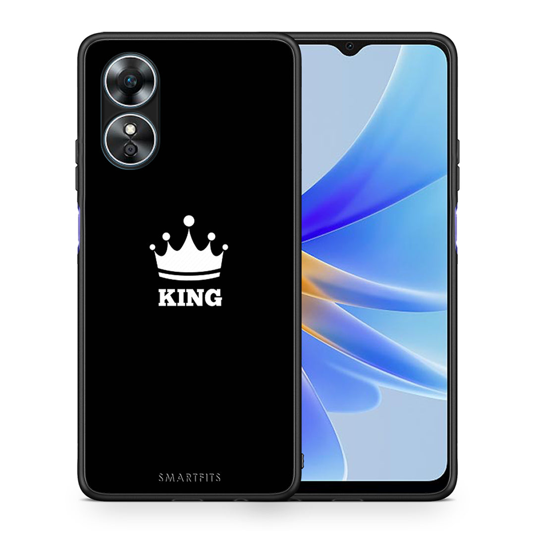 Θήκη Oppo A17 Valentine King από τη Smartfits με σχέδιο στο πίσω μέρος και μαύρο περίβλημα | Oppo A17 Valentine King Case with Colorful Back and Black Bezels