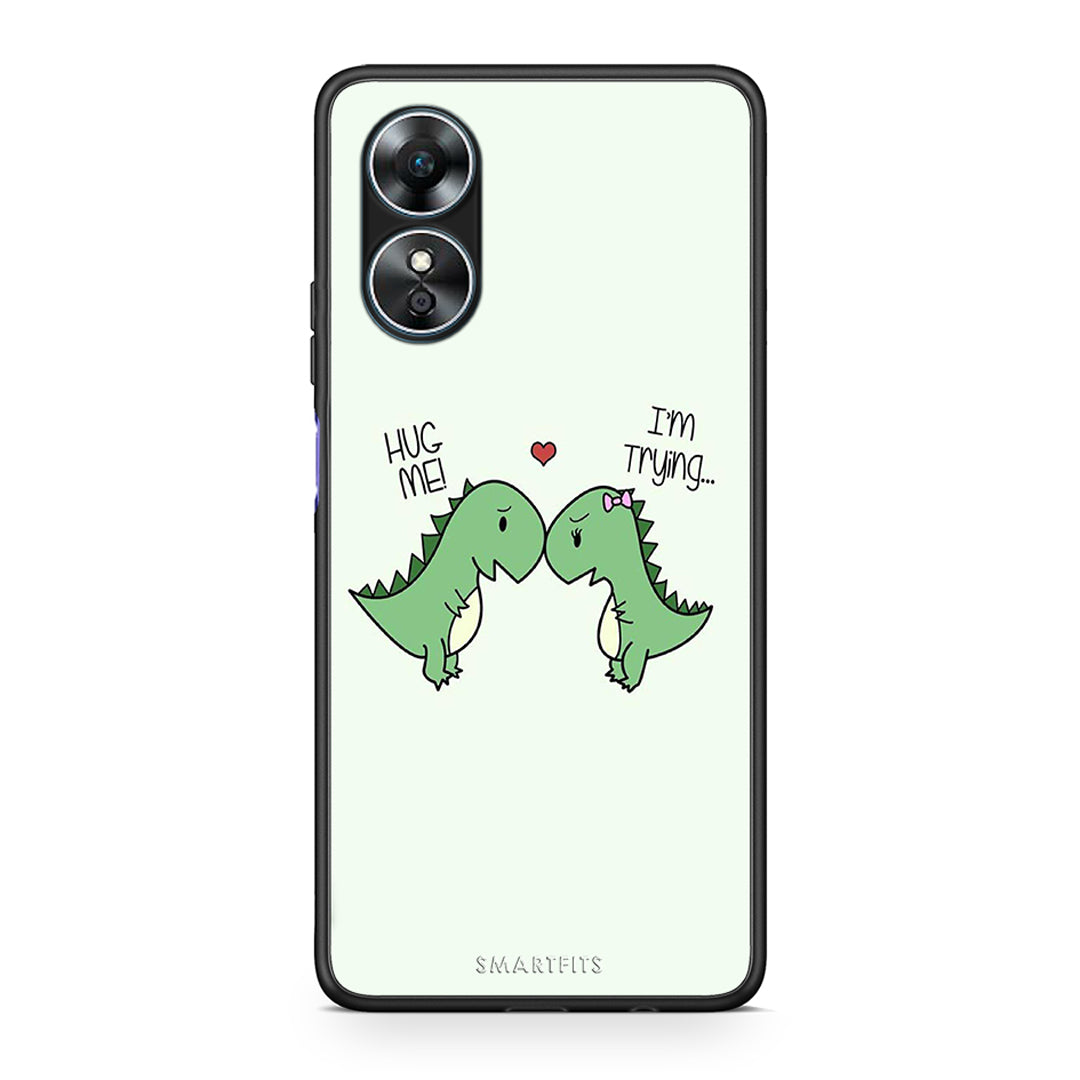 Θήκη Oppo A17 Valentine Rex από τη Smartfits με σχέδιο στο πίσω μέρος και μαύρο περίβλημα | Oppo A17 Valentine Rex Case with Colorful Back and Black Bezels