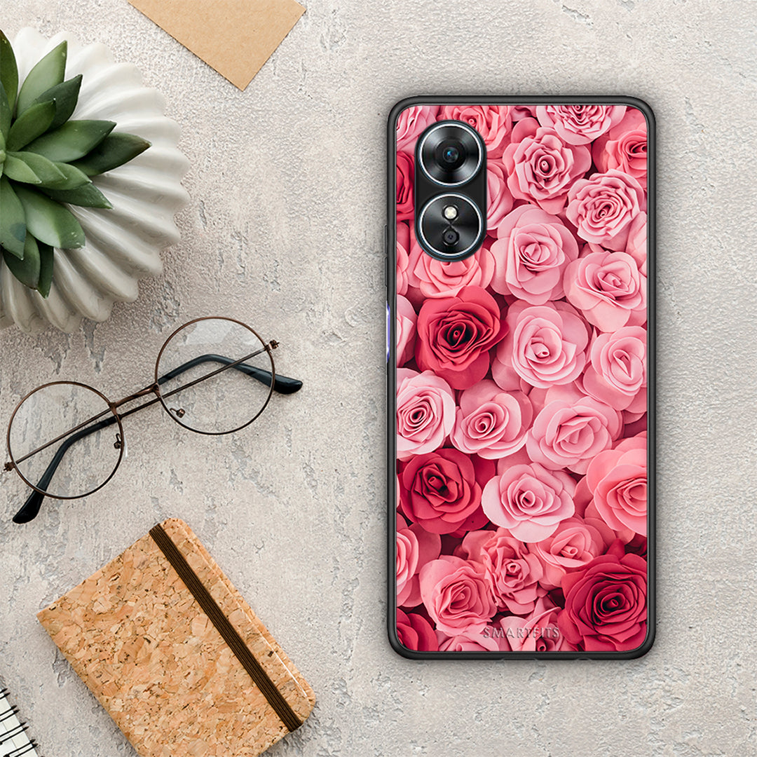 Θήκη Oppo A17 Valentine RoseGarden από τη Smartfits με σχέδιο στο πίσω μέρος και μαύρο περίβλημα | Oppo A17 Valentine RoseGarden Case with Colorful Back and Black Bezels