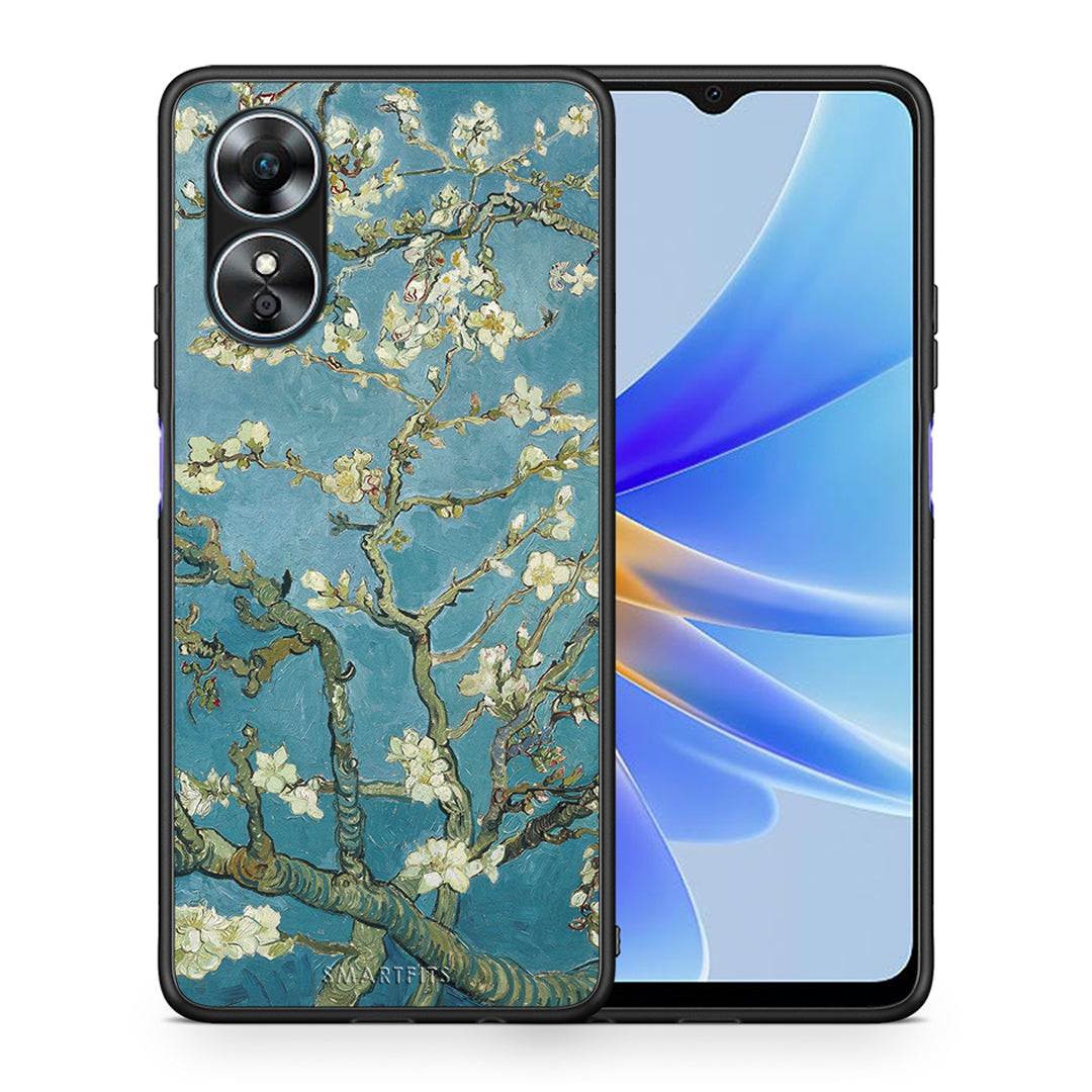 Θήκη Oppo A17 White Blossoms από τη Smartfits με σχέδιο στο πίσω μέρος και μαύρο περίβλημα | Oppo A17 White Blossoms Case with Colorful Back and Black Bezels