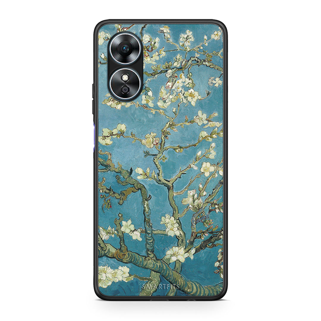 Θήκη Oppo A17 White Blossoms από τη Smartfits με σχέδιο στο πίσω μέρος και μαύρο περίβλημα | Oppo A17 White Blossoms Case with Colorful Back and Black Bezels