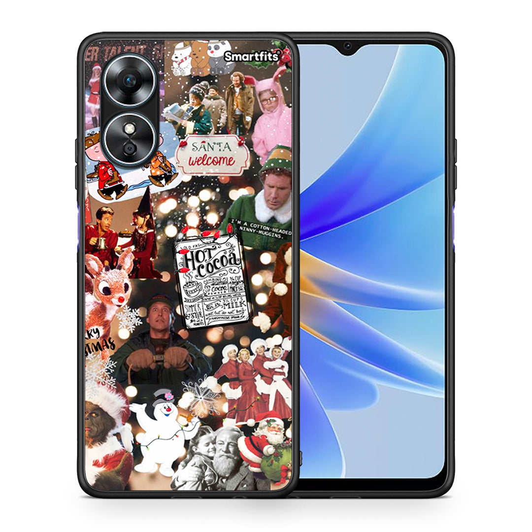 Θήκη Oppo A17 Xmas Movies από τη Smartfits με σχέδιο στο πίσω μέρος και μαύρο περίβλημα | Oppo A17 Xmas Movies Case with Colorful Back and Black Bezels