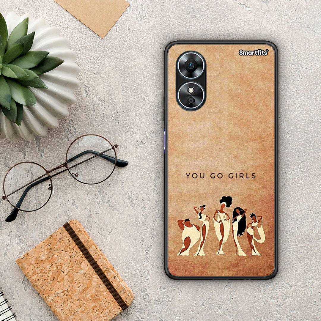 Θήκη Oppo A17 You Go Girl από τη Smartfits με σχέδιο στο πίσω μέρος και μαύρο περίβλημα | Oppo A17 You Go Girl Case with Colorful Back and Black Bezels