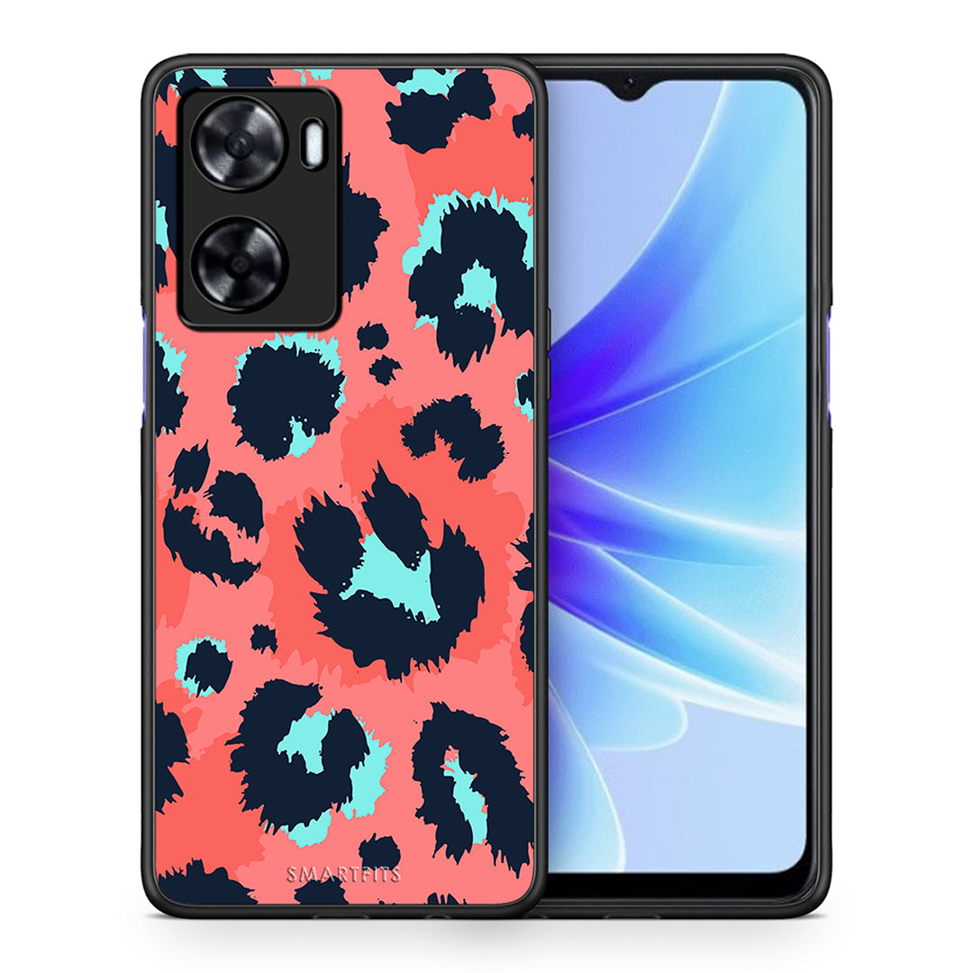 Θήκη Oppo A57s / A77s / A77 Pink Leopard Animal από τη Smartfits με σχέδιο στο πίσω μέρος και μαύρο περίβλημα | Oppo A57s / A77s / A77 Pink Leopard Animal case with colorful back and black bezels