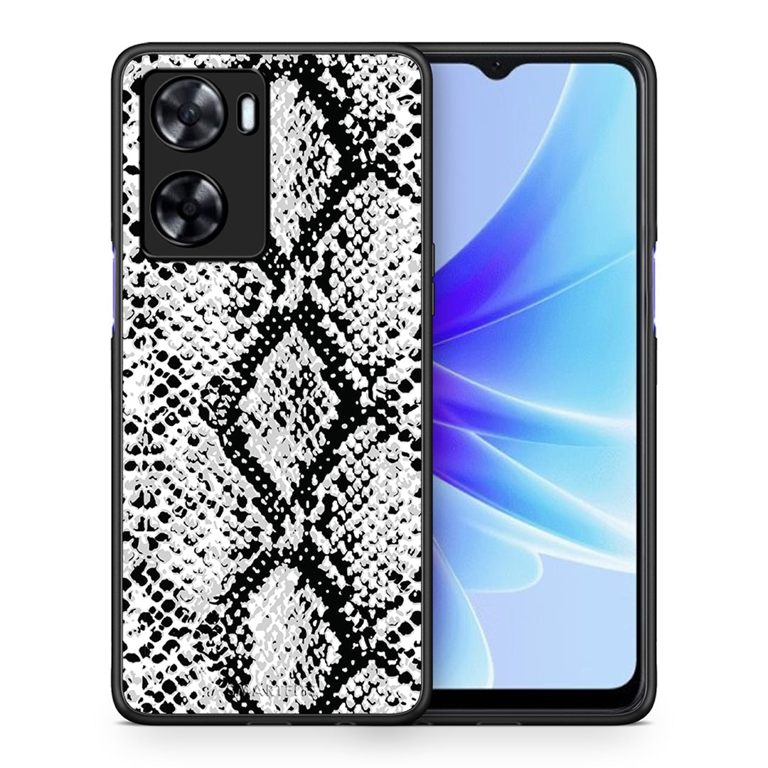 Θήκη Oppo A57s / A77s / A58 / OnePlus Nord N20 SE White Snake Animal από τη Smartfits με σχέδιο στο πίσω μέρος και μαύρο περίβλημα | Oppo A57s / A77s / A58 / OnePlus Nord N20 SE White Snake Animal case with colorful back and black bezels