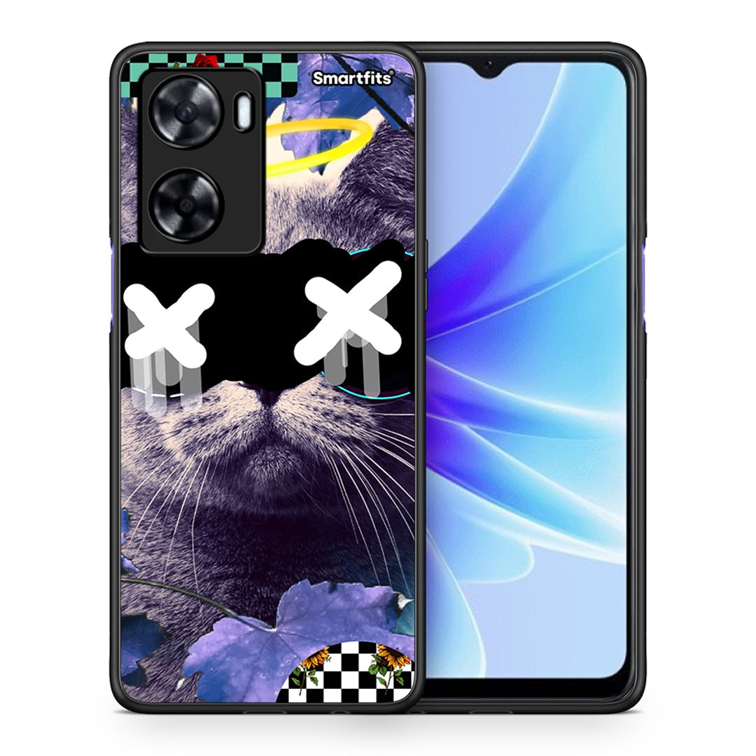 Θήκη Oppo A57s / A77s / A58 / OnePlus Nord N20 SE Cat Collage από τη Smartfits με σχέδιο στο πίσω μέρος και μαύρο περίβλημα | Oppo A57s / A77s / A58 / OnePlus Nord N20 SE Cat Collage case with colorful back and black bezels