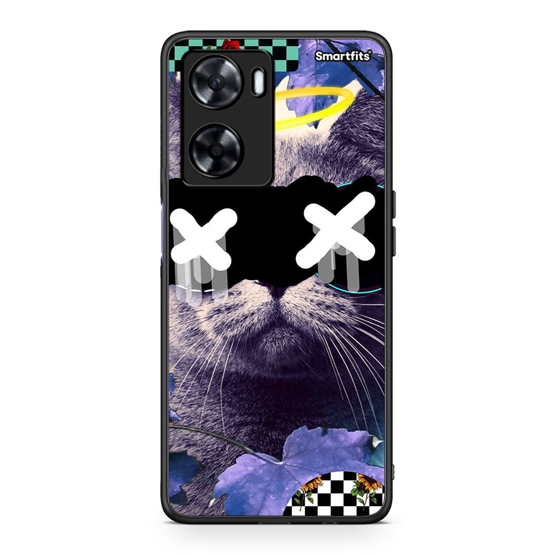 Oppo A57s / A77s / A58 / OnePlus Nord N20 SE Cat Collage θήκη από τη Smartfits με σχέδιο στο πίσω μέρος και μαύρο περίβλημα | Smartphone case with colorful back and black bezels by Smartfits