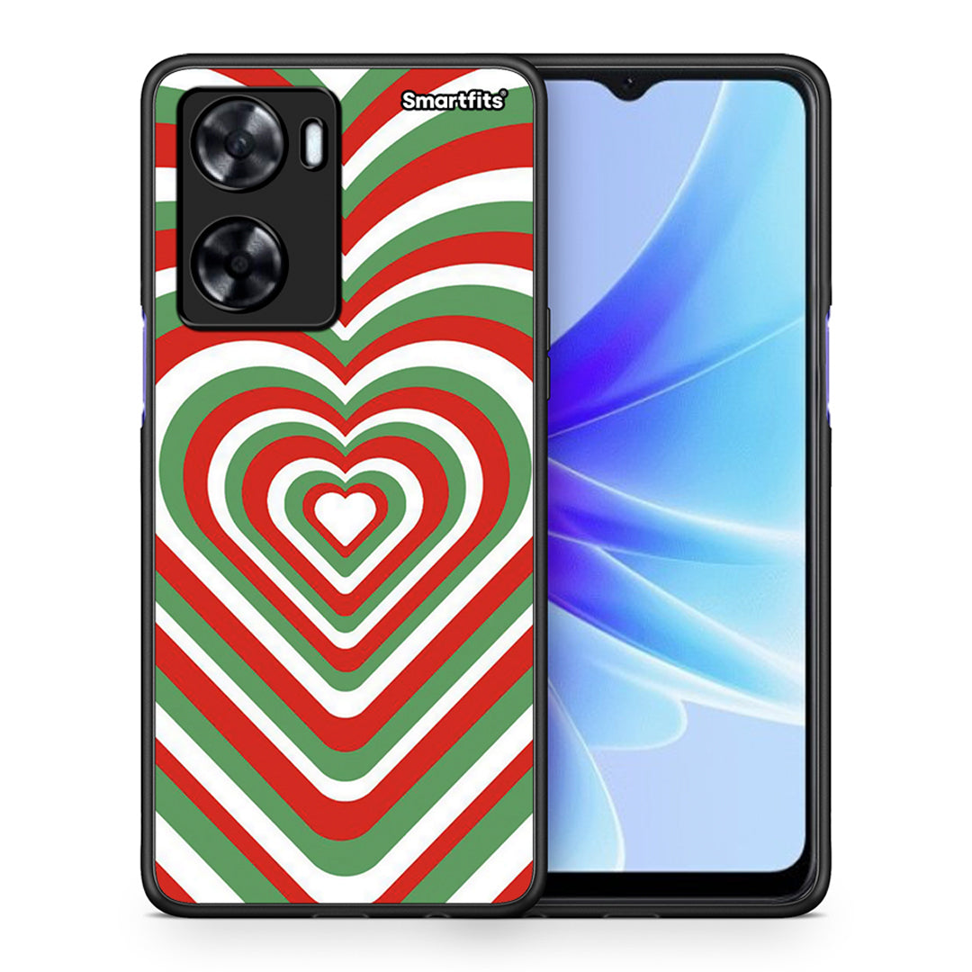 Θήκη Oppo A57s / A77s / A77 Christmas Hearts από τη Smartfits με σχέδιο στο πίσω μέρος και μαύρο περίβλημα | Oppo A57s / A77s / A77 Christmas Hearts case with colorful back and black bezels