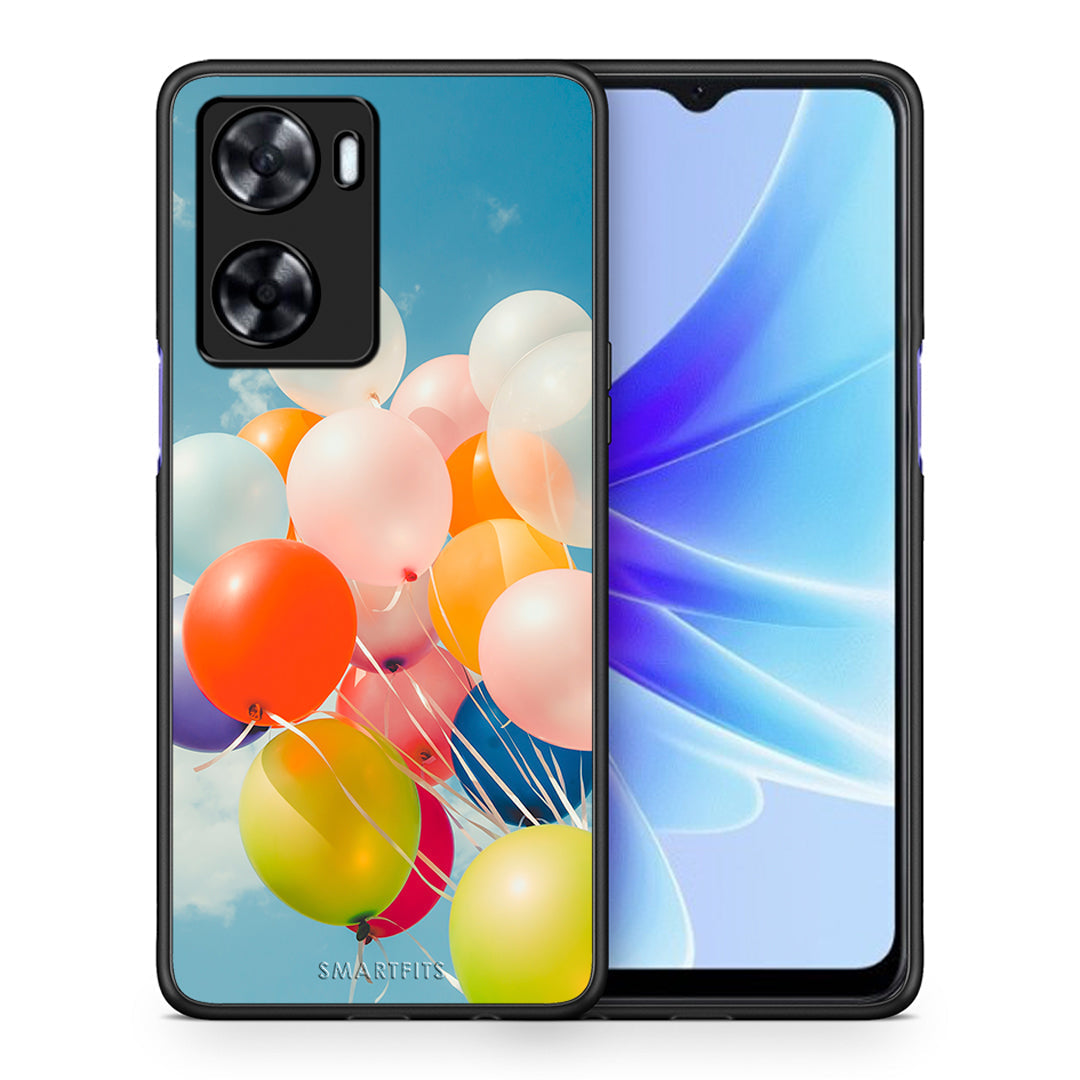 Θήκη Oppo A57s / A77s / A58 / OnePlus Nord N20 SE Colorful Balloons από τη Smartfits με σχέδιο στο πίσω μέρος και μαύρο περίβλημα | Oppo A57s / A77s / A58 / OnePlus Nord N20 SE Colorful Balloons case with colorful back and black bezels