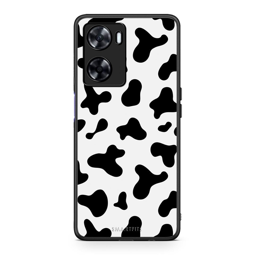 Oppo A57s / A77s / A77 Cow Print θήκη από τη Smartfits με σχέδιο στο πίσω μέρος και μαύρο περίβλημα | Smartphone case with colorful back and black bezels by Smartfits