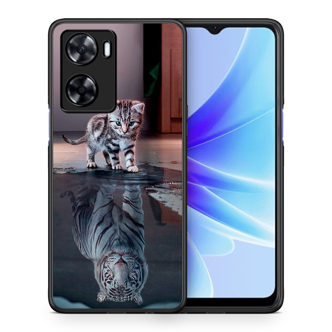 Θήκη Oppo A57s / A77s / A77 Tiger Cute από τη Smartfits με σχέδιο στο πίσω μέρος και μαύρο περίβλημα | Oppo A57s / A77s / A77 Tiger Cute case with colorful back and black bezels