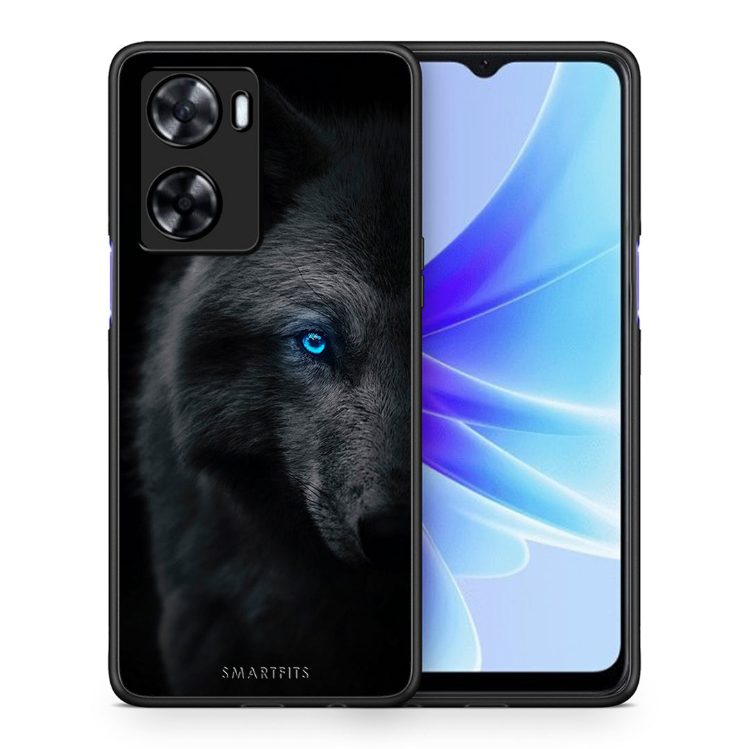 Θήκη Oppo A57s / A77s / A58 / OnePlus Nord N20 SE Dark Wolf από τη Smartfits με σχέδιο στο πίσω μέρος και μαύρο περίβλημα | Oppo A57s / A77s / A58 / OnePlus Nord N20 SE Dark Wolf case with colorful back and black bezels