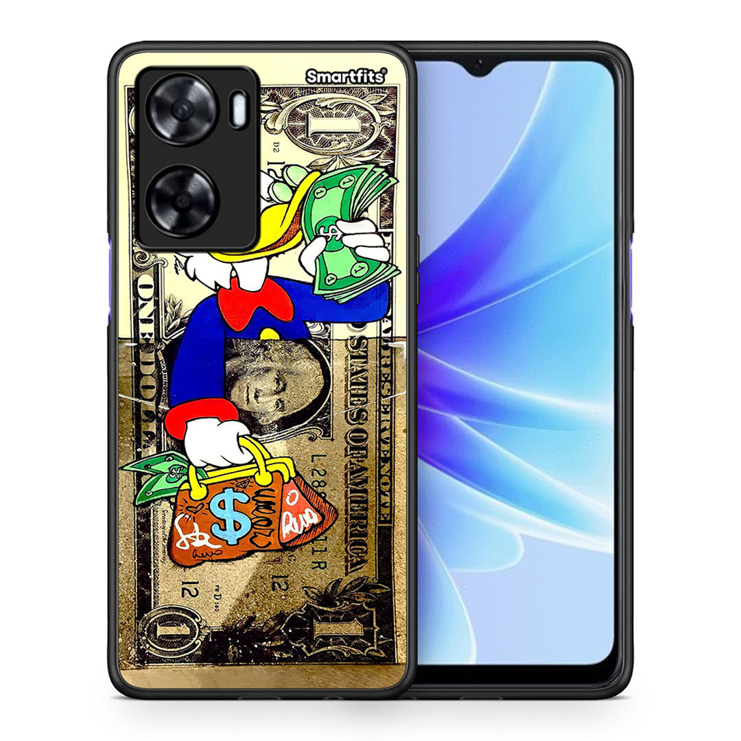 Θήκη Oppo A57s / A77s / A58 / OnePlus Nord N20 SE Duck Money από τη Smartfits με σχέδιο στο πίσω μέρος και μαύρο περίβλημα | Oppo A57s / A77s / A58 / OnePlus Nord N20 SE Duck Money case with colorful back and black bezels