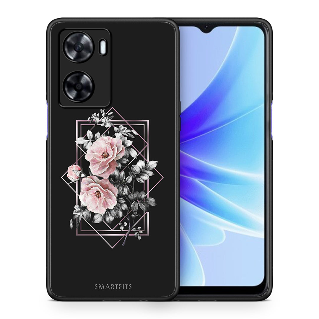 Θήκη Oppo A57s / A77s / A77 Frame Flower από τη Smartfits με σχέδιο στο πίσω μέρος και μαύρο περίβλημα | Oppo A57s / A77s / A77 Frame Flower case with colorful back and black bezels