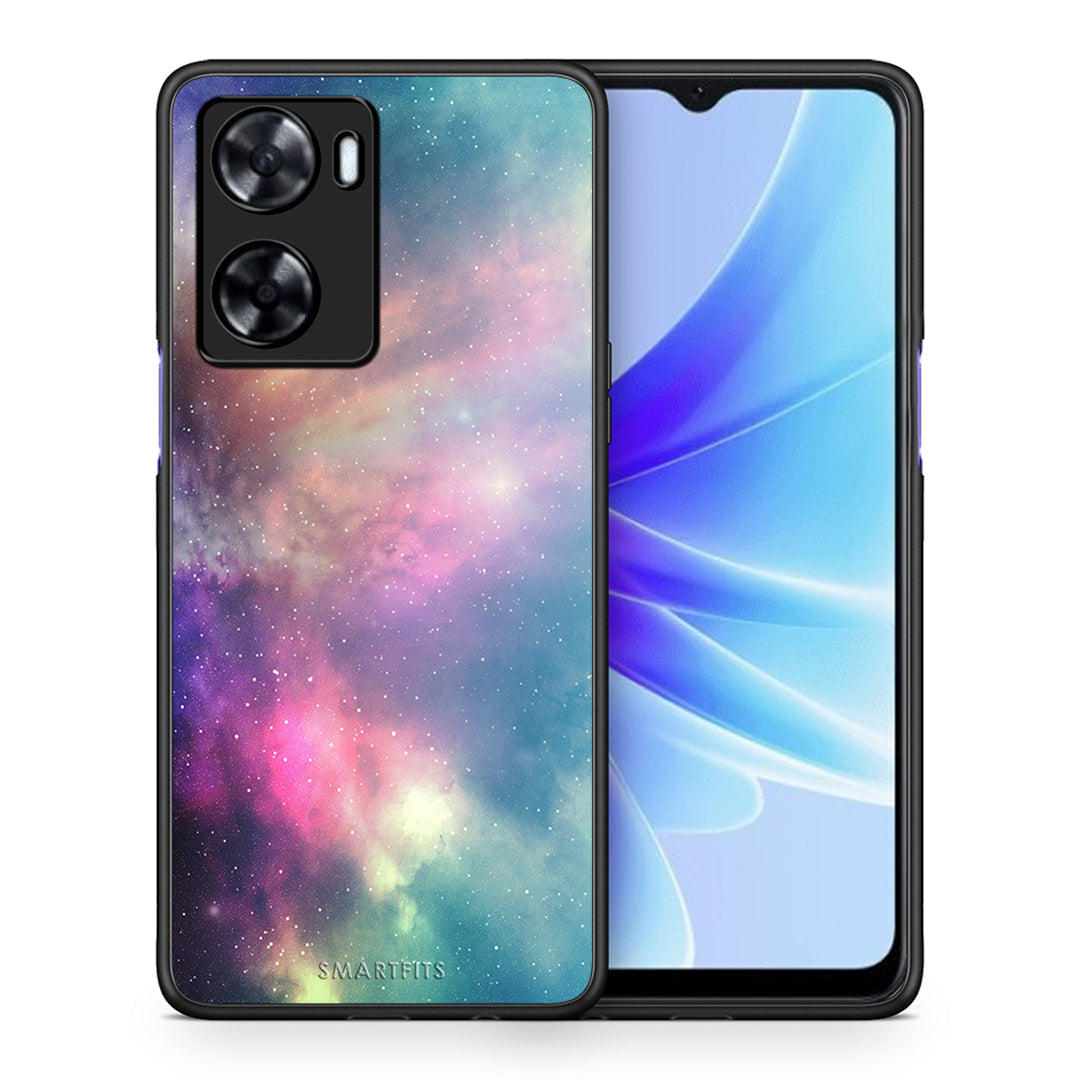 Θήκη Oppo A57s / A77s / A58 / OnePlus Nord N20 SE Rainbow Galaxy από τη Smartfits με σχέδιο στο πίσω μέρος και μαύρο περίβλημα | Oppo A57s / A77s / A58 / OnePlus Nord N20 SE Rainbow Galaxy case with colorful back and black bezels