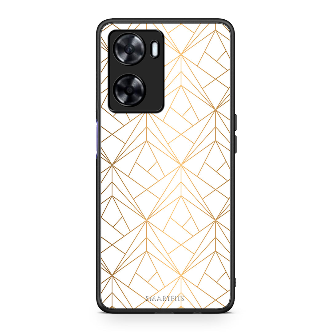 111 - Oppo A57s / A77s / A77 Luxury White Geometric case, cover, bumper