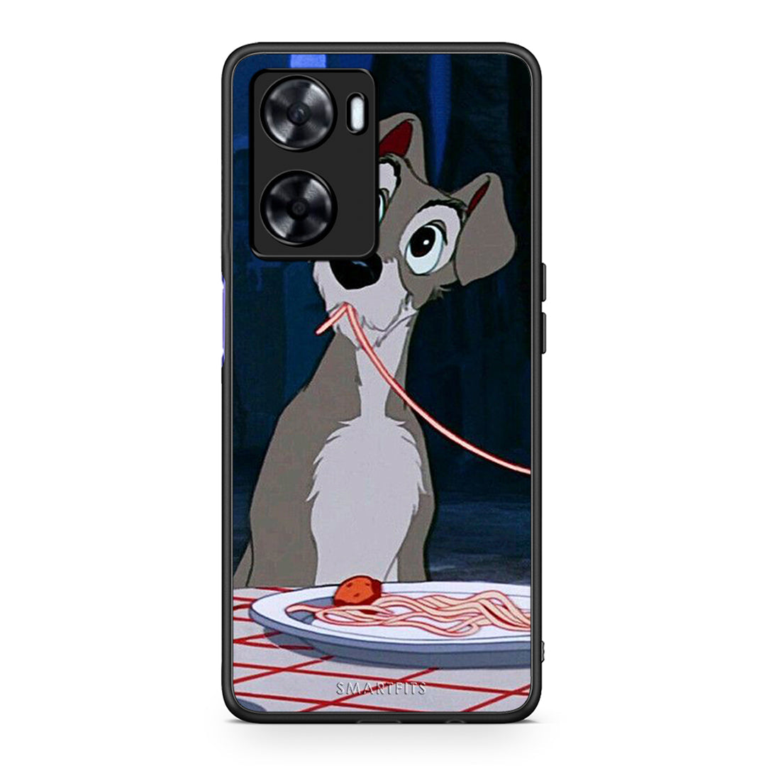 Oppo A57s / A77s / A58 / OnePlus Nord N20 SE Lady And Tramp 1 Θήκη Αγίου Βαλεντίνου από τη Smartfits με σχέδιο στο πίσω μέρος και μαύρο περίβλημα | Smartphone case with colorful back and black bezels by Smartfits