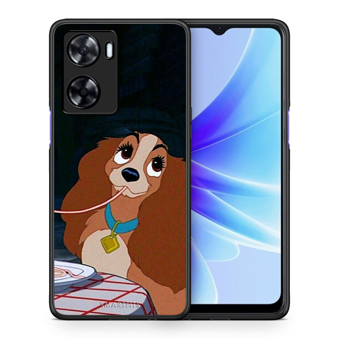 Θήκη Αγίου Βαλεντίνου Oppo A57s / A77s / A58 / OnePlus Nord N20 SE Lady And Tramp 2 από τη Smartfits με σχέδιο στο πίσω μέρος και μαύρο περίβλημα | Oppo A57s / A77s / A58 / OnePlus Nord N20 SE Lady And Tramp 2 case with colorful back and black bezels