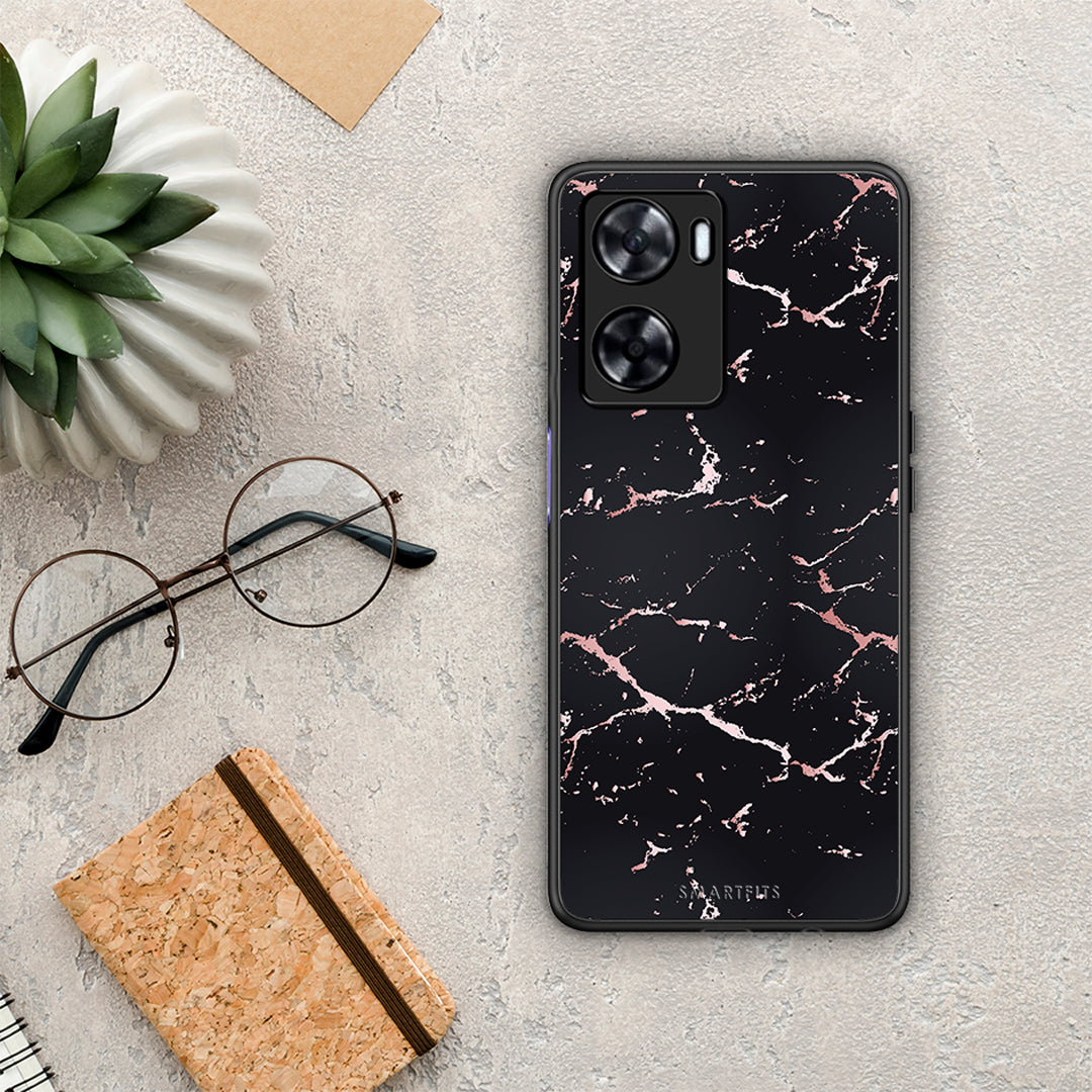 Marble Black Rosegold - Oppo A57s / A77s / A58 case