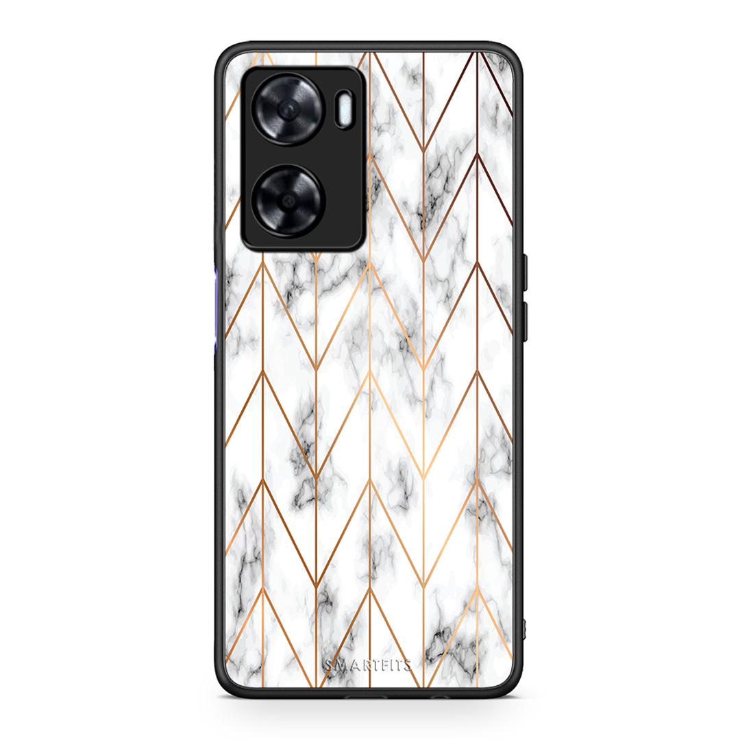 44 - Oppo A57s / A77s / A77 Gold Geometric Marble case, cover, bumper