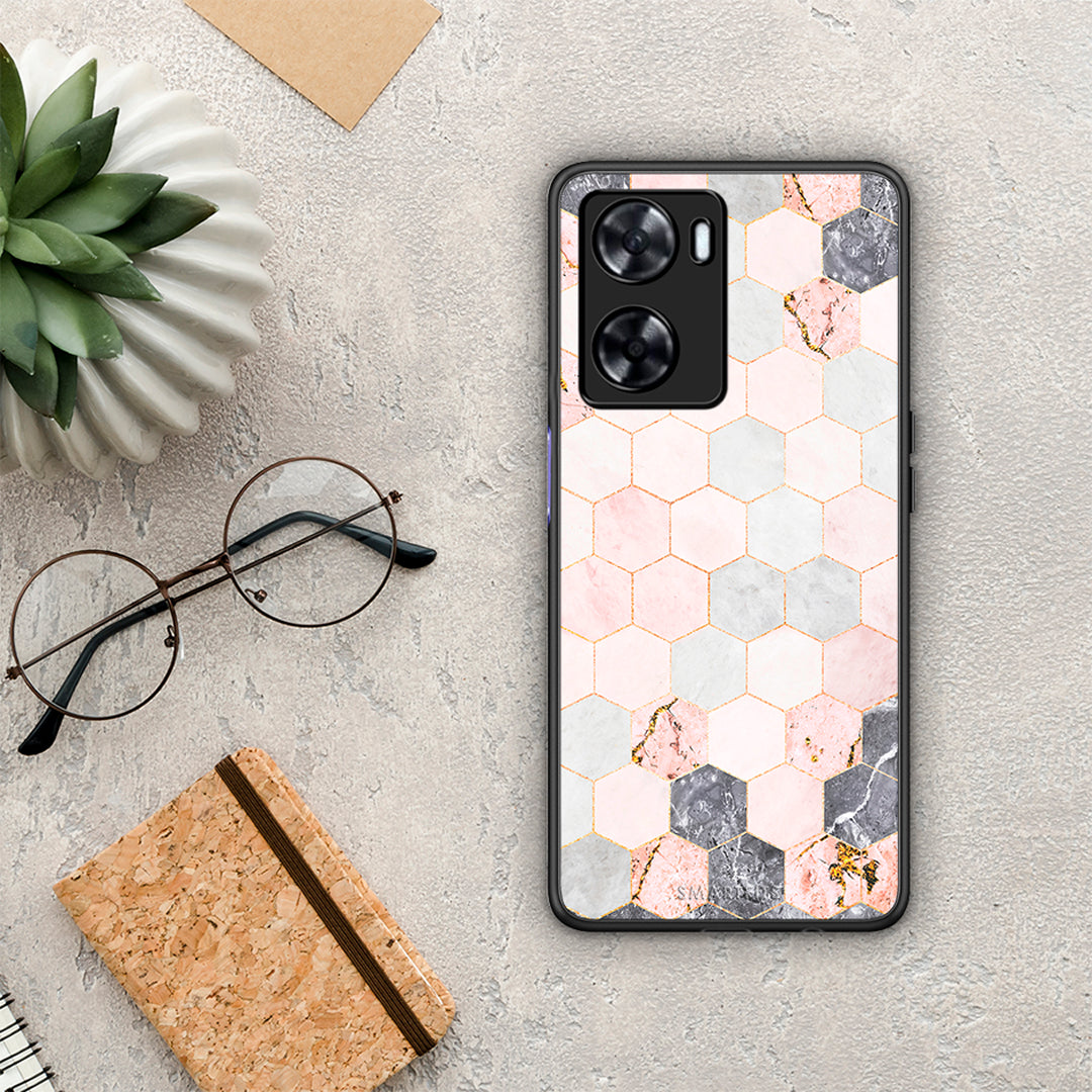 Marble Hexagon Pink - Oppo A57s / A77s / A58 case