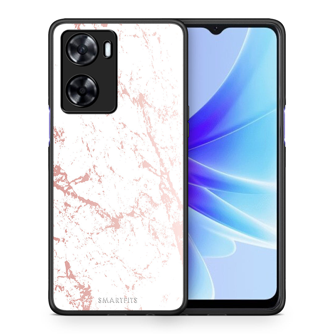 Θήκη Oppo A57s / A77s / A77 Pink Splash Marble από τη Smartfits με σχέδιο στο πίσω μέρος και μαύρο περίβλημα | Oppo A57s / A77s / A77 Pink Splash Marble case with colorful back and black bezels