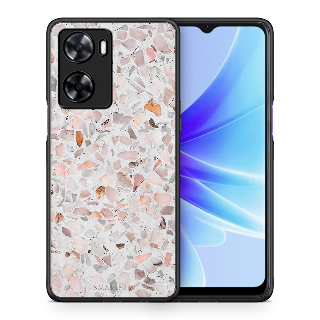 Θήκη Oppo A57s / A77s / A77 Marble Terrazzo από τη Smartfits με σχέδιο στο πίσω μέρος και μαύρο περίβλημα | Oppo A57s / A77s / A77 Marble Terrazzo case with colorful back and black bezels