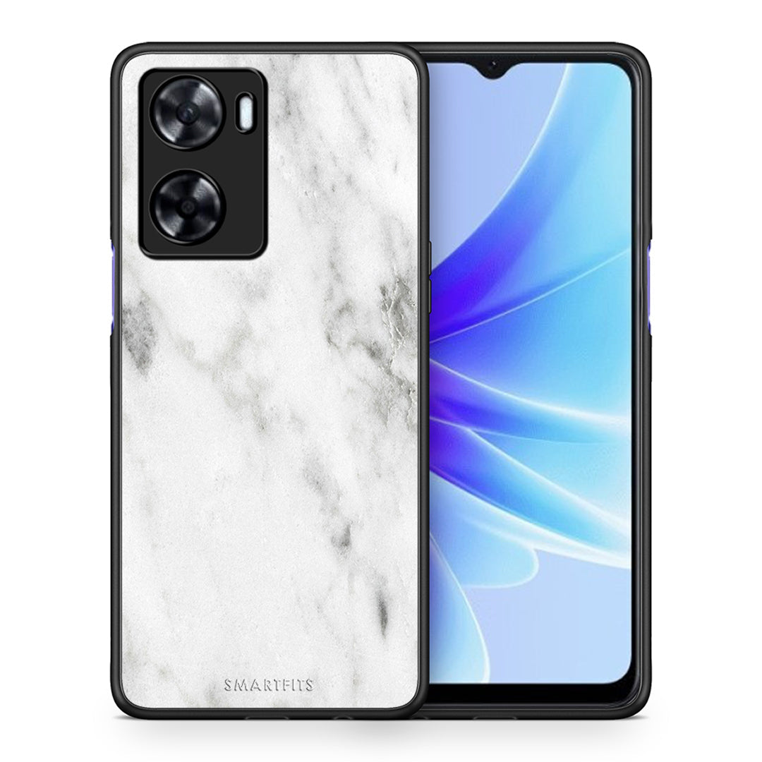 Θήκη Oppo A57s / A77s / A58 / OnePlus Nord N20 SE White Marble από τη Smartfits με σχέδιο στο πίσω μέρος και μαύρο περίβλημα | Oppo A57s / A77s / A58 / OnePlus Nord N20 SE White Marble case with colorful back and black bezels