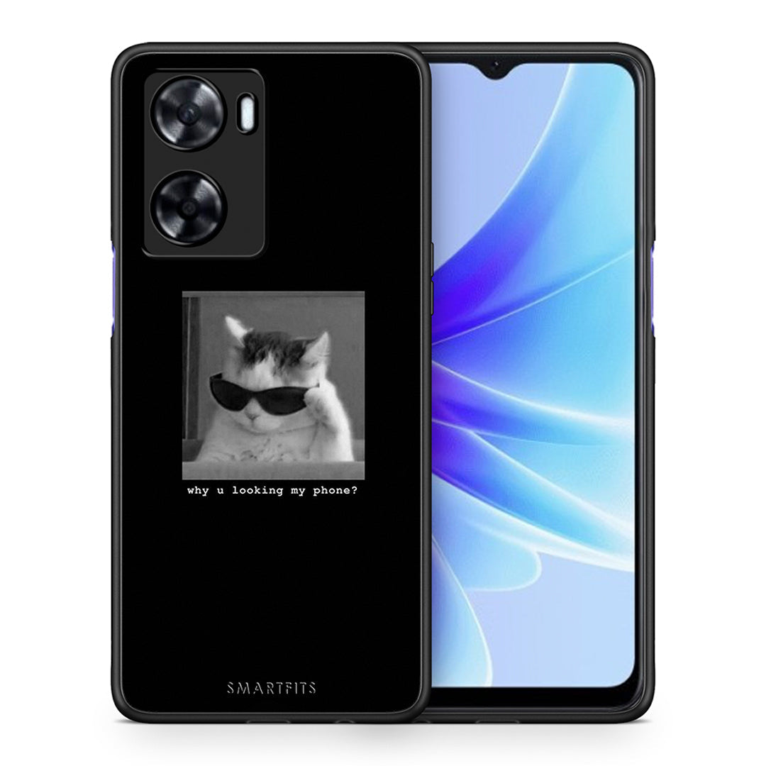 Θήκη Oppo A57s / A77s / A58 / OnePlus Nord N20 SE Meme Cat από τη Smartfits με σχέδιο στο πίσω μέρος και μαύρο περίβλημα | Oppo A57s / A77s / A58 / OnePlus Nord N20 SE Meme Cat case with colorful back and black bezels