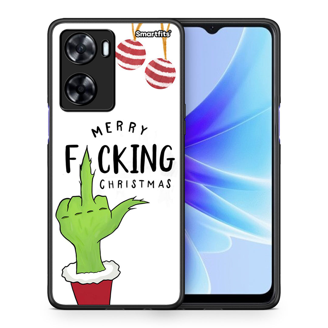 Θήκη Oppo A57s / A77s / A77 Merry F Xmas από τη Smartfits με σχέδιο στο πίσω μέρος και μαύρο περίβλημα | Oppo A57s / A77s / A77 Merry F Xmas case with colorful back and black bezels